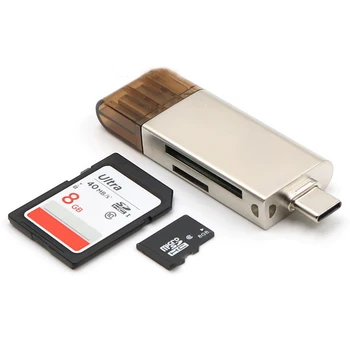 Aliaj de 2-În-1 Cititor de Carduri USB Universal Micro TF/SD Card Reader Telefon Antete de Extensie Adaptor pentru Samsung, Xiaomi, Huawei Telefoane