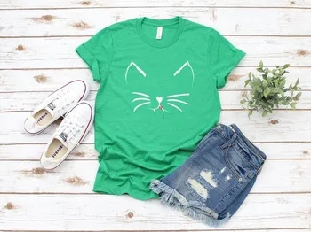 Femei T Shirt Pisica Drăguț cu Fața de Imprimare Tricou Femei Maneci Scurte Gât O Pierde T-shirt Doamnelor de Vară de Cauzalitate Tricou Haine
