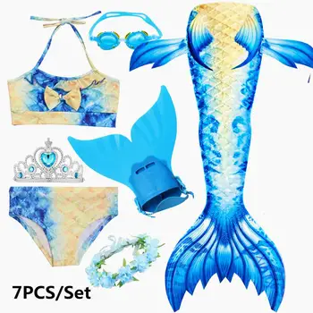 2020 Fantezie Sirenă de costume de Baie cu Flipper Monofin Sirena Înot Cozi pentru Copii Fete de Vară pe Plajă Purta Costume de baie Costum