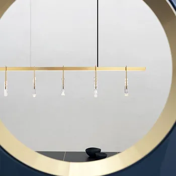 Modern, Simplu de CONDUS Candelabru Sala de Mese Insula de Cristal Lung Agățat Lampă de Bucătărie de Restaurant, Bar de Designer Creativ Program de Aur