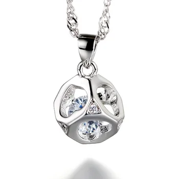 Argint 925 moda pătrat dragoste inima strălucitoare de cristal coliere scurte lant cutie de femei en-gros de bijuterii cadou