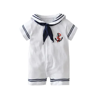 Copil nou-născut haine albe marinar uniforme de vară salopetă pentru copii cu maneci scurte una-piese salopeta baby boy fata de îmbrăcăminte