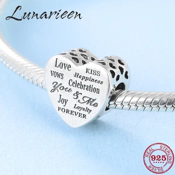 Argint 925 în formă de Inimă, dragoste, fericire, sensul de moda DIY margele se Potrivesc Original Europene Farmecul Brățară Bijuterii