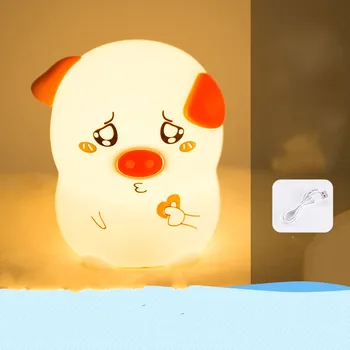Purcel Veioza cu Senzor Tactil Desene animate Estompat 7 Culori Lampa USB Reîncărcabilă Pentru copii Copii Copii Cadou Noptiera Dormitor
