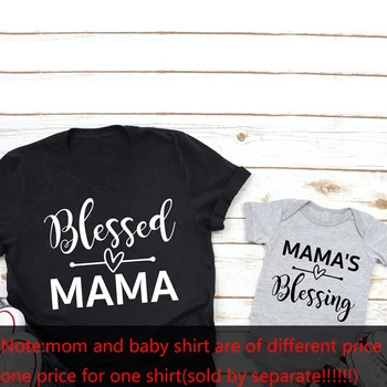 1buc Mami și Mi Tricouri Mamei Binecuvântare Binecuvântat Mama Tricou Baby shower Cadou Mama si Fiica, Fiul Tricouri Uite de Familie