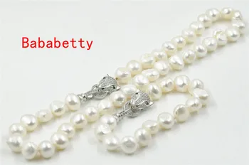 NOU 11-12mm alb gri Neregulate în formă de baroc, colier de perle 19