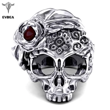 EVBEA Punk Skull Ring Pentru Bărbați și Femei Stil Gotic Motociclist Floare Bijuterii