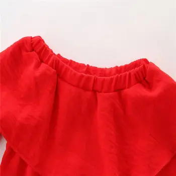 Florale Copii Baby Girl T-Shirt, Bluze Bluza+Blugi Denim Pantaloni Haine Haine Set 1-7Y Maneca Lunga de Pe Umăr Solid