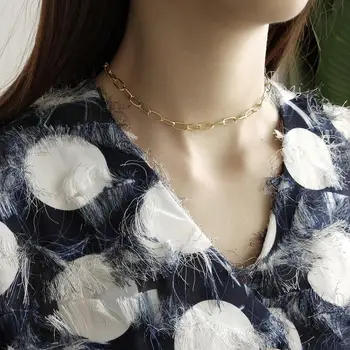 925 sterling de argint colier moda cravată Baroc Pearl scurt colier lanț geometrie Claviculare tendință femelă de argint bijuteriile