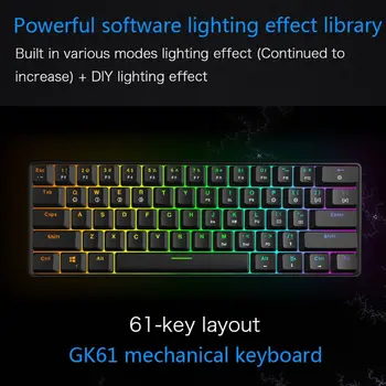 RGB cu iluminare din spate Bluetooth 5.0 Wireless Dual Mode Tastatură Mecanică,61 Gateron Chei
