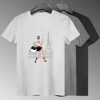 Frumusete Sexy cu Turnul Eiffel de Imprimare T tricoul Harajuku Punk Femei tricou Hipster Pierde O-gât Plus Dimensiune Tricou Multicolor