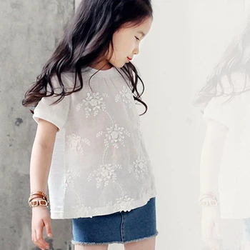 De Vară 2020 3-12 Ani Copii Îmbrăcăminte Stil Coreean Floare De Imprimare Alb Maneca Scurta De Vara Din Bumbac T-Shirt Pentru Copii Fete Copii