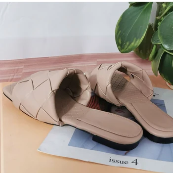 Meotina Vara Slide-Uri De Femei Pantofi De Moda Țesute Plat Pantofi De Înaltă Calitate Sandale Papuci Doamnelor Sandale Rosu Nou Plus Dimensiune 34-43