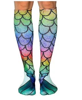Doamnelor sosete distractiv amuzant șosete de bumbac mermaid colorat mermaid șosete șosete de moda trendy