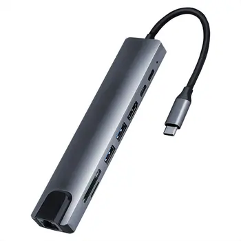 8 În 1 4K Multiport Type C La USB-C Adaptor HDMI Cablu USB 3.0 Hub Pentru Macbook Aux Porturi Adaptor Viteza de Rapid