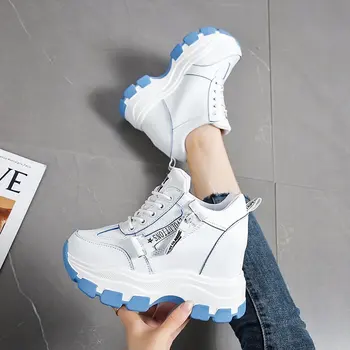 Platforma indesata în aer liber Adidasi Femei Toamna Iarna Tocuri de 10 cm Pantofi Casual Femei Înălțime Creșterea Boot Mujer 2020 Nou