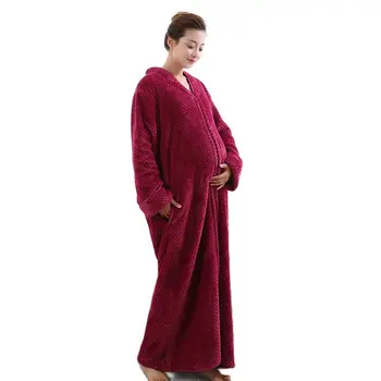 Pijamale halat femei cămașă de noapte de Toamnă și de iarnă, halat de baie flanel liber gravide couplecashmere fermoar femeie, Doamnelor