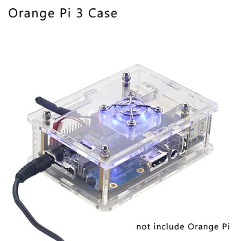 Orange Pi 3 Caz Acril Transparent Coajă Cutie Proteja Cabina / LED de Răcire Ventilator pentru Orange Pi 3