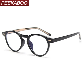 Peekaboo retro ochelari rotunzi pentru femei tr90 negru transparent anti blue light optice rama de ochelari pentru barbati stil coreean acetat