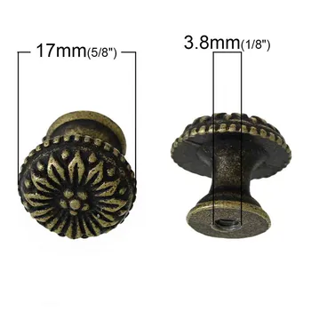 Aliaj de Zinc Sertar Mânere Trage de Manere de Dulap de Bucatarie Mobilier Hardware Ciuperci Bronz Antic Flori Sculptate 16mm*15 mm, 10 Buc