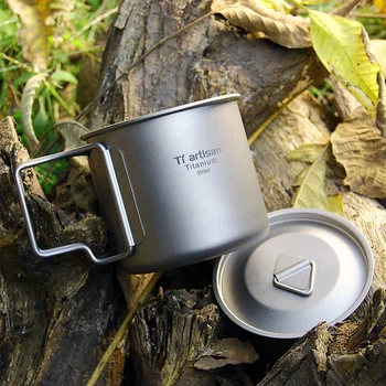 Tiartisan Titan Apă Cana de Cafea cu Mâner Pliabil Bea articole de Camping Cupa Ultralight Portabil în aer liber Cana