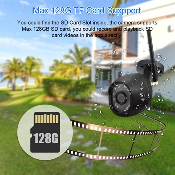 WiFi în aer liber rezistent la apa Camera HD 1080P Camera de Supraveghere ONVIF fără Fir cu Fir Camera foto Cu Slot pentru Card SD Max Sprijin 128G