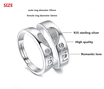 Argint 925 romantic scrisoare de dragoste iubitorii de'couple inele bijuterii femei bărbați deget inelul nu se estompeze Anti alergie ieftine