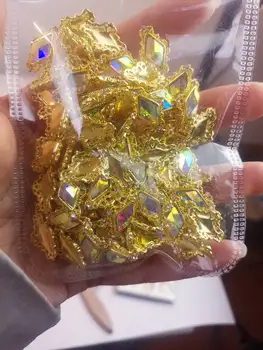 100buc Japonia /Coreea de Sud Ornamente de Unghii Diamond Hollow Plat Diamond Placat cu Aur de Inima Stras Unghii Transparent ab Diamant