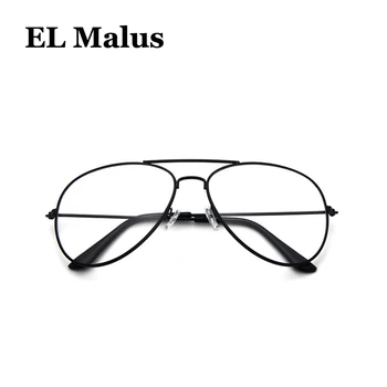 [EL Malus] - Pilot de Aviație Ochelari Cadru Femei Bărbați Clar Transparent Lentile de Ochelari din Metal Negru Aur Argint Nuante de Designer de Brand