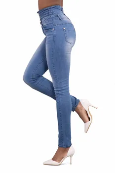 2018 New Sosire En-Gros De Femei Denim Pantaloni De Creion Brand De Top Stretch Blugi Talie Mare Pantaloni Femei Blugi Talie Mare Plus Dimensiune