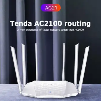 Tenda AC21 Router WiFi Amplificator 2100 Dual-band Gigabit Versiunea 2.4 GHz, 5GHz WiFi Repeater 6 Antenă Rețea Expander