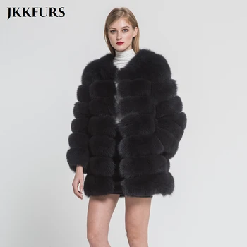 Femei Iarna Cald Gros Real Haină de Blană de Vulpe 7 Rânduri Naturale Reale Blana Jacheta de Moda Doamnă Lung Stil de Îmbrăcăminte en-Gros S7203