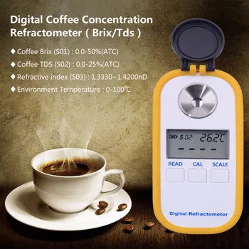 0-50% brix de Cafea Zahăr Metru TDS 0-25% concentrație refractometru digital electronic Portabil refractometru