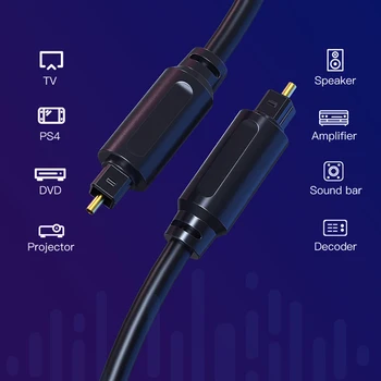 CABLETIME Toslink Digitală Optică, Cablu Coaxial Audio Metal SPDIF Adaptor pentru TV Amplificatoare Blu-ray Player Cablu Toslink C364