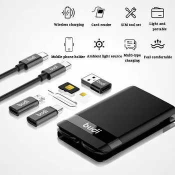 Încărcare Wireless Multifuncțional Universal de Lumină LED-uri USB de Tip C, Portabil Cablu de Date, Adaptor Card Cutie de Depozitare