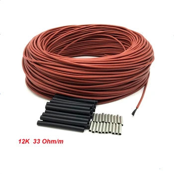 12k 33ohm 5V-220V-300V încălzire din fibra de carbon cablu multifuncțional linie cauciuc siliconic sârmă de încălzire încălzire prin pardoseală electric wire