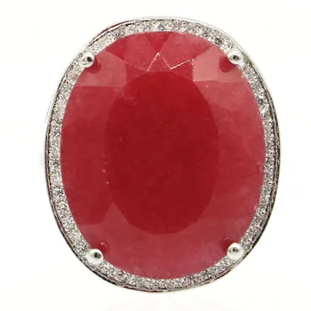 25x21mm Recomandăm Top de Vânzare 22x18mm Creat Zircon Bijuterii Femei Reale Red Ruby SheCrown Inele de Argint