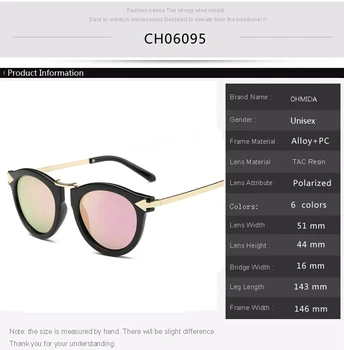 OHMIDA Polarizat ochelari de Soare pentru Femei-Pilot Vintage de Designer de Brand de Moda UV400 Roz Ochelari de Soare de sex Feminin oculos polarizado masculino