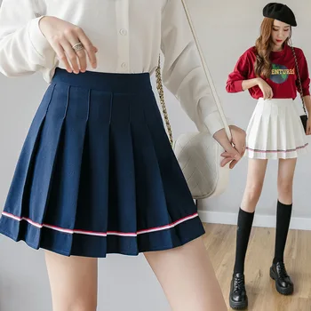 Culoare solidă Talie Mare Femeie Jk Stil Japonez Scoala Uniforme Fete Plisata Mini Fusta a-line Cu Siguranță Pantaloni Costume Cosplay