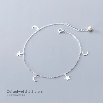 Colusiwei Argint 925 Moda Simplu, Stele, Luna Brățară Brățară pentru Femei Reglabil Lanț de Link-ul de Bijuterii Fine 2020 Nou