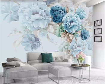 Personalizat Nordic Pictate manual 3D tapet Floare Bujor de Grădină Dormitor, Cameră de zi cu TV de Perete de Fundal 3D tapet mural
