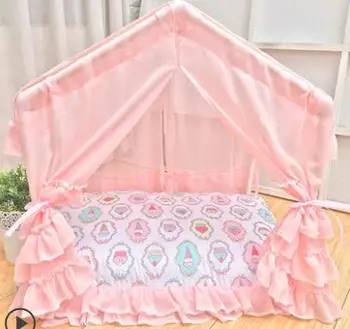 Fantezie casa de câine portabil dantela animal de casă pat de printesa pat câine de Vară de companie cort inghetata model animal de casă pat Rece Vara Câine Cabină