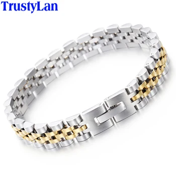 TrustyLan de Lux din Oțel Inoxidabil Bratara Barbati Aur Watchband Design Bărbați Brățări & Brățări Pentru Omul de Bijuterii Cadouri Pentru El
