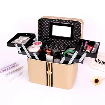 Capacitate de patru coreean sac de cosmetice multifuncțional portabil multi-strat cosmetice cutie de depozitare simplă cutie în stoc
