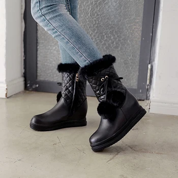 Moda Femei cizme de zăpadă în 2020 cizme de iarna pentru Creșterea Înălțime platformă groasă de pluș cald zip pantofi de iarna 34-43 Alb Roz Negru