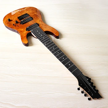 1buc Canada lemn de artar-gat Copac burl partea de sus din lemn cu 8 corzi chitara electrica 39 inch 24F lucios instrument Muzical cu crack