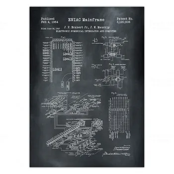 ENIAC, Primul Calculator Programabil de Brevet de Arta de Imprimare Poster, Imprimare Canvas Wall Art Decor de Perete Vintage Imagine Retro Art Decor Acasă