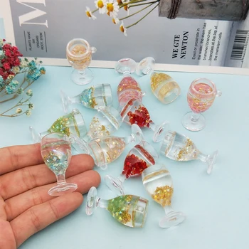 10buc 3D Sclipici Pocalul Bea Rășină Farmece Cocktail Pandantive Plutitoare Pentru DIY Cercei Breloc Bijuterii Decor Accesorii Craft