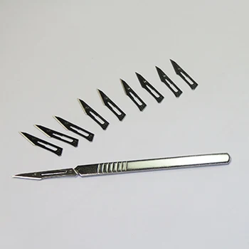 1 buc Metal Mâner și 10buc Lame de Cutit de Lemn Tăietor de Hârtie Ambarcațiuni Pen Cutite de Gravat Cuțit DIY PCB Reparatii Scule de Mana