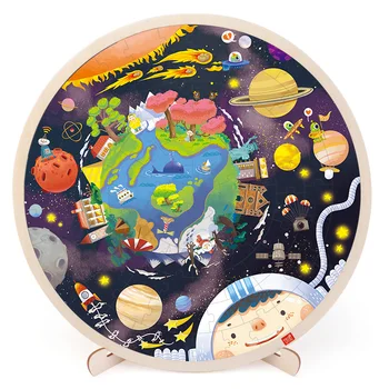 102pcs Copii Sistem Solar de Desene animate din Lemn Spațiu de Puzzle Jucărie Devreme Jucarii Educative Pentru Copii